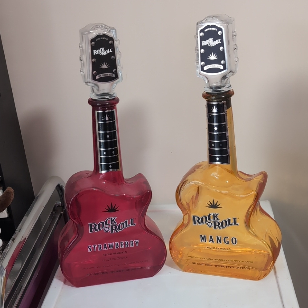 Rock N Roll Tequila Guitar Shaped Bottles - Strawberry and Mango
